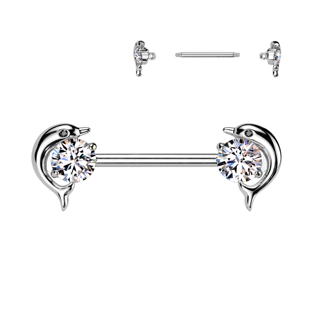 1,6 x  14 mm Brustpiercing Delfin