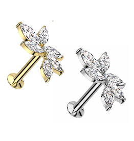 Helix Piercing Blume Chirurgenstahl PVD Gold 1,2 x 8 mm