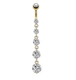 Bauchnabelpiercing mit langem Anhänger & 5 Zirkonia-Steinen