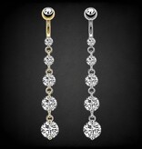 Bauchnabelpiercing mit langem Anhänger & 5 Zirkonia-Steinen