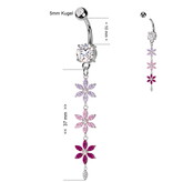 Bauchnabelpiercing mit 3 Blumen-Anhänger – Chirurgenstahl