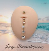 Bauchnabelpiercing mit langem Anhänger & 5 Zirkonia-Steinen