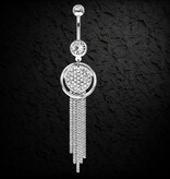 Elegantes Bauchnabelpiercing mit 55 mm langem Kristall-Zirkonia-Anhänger