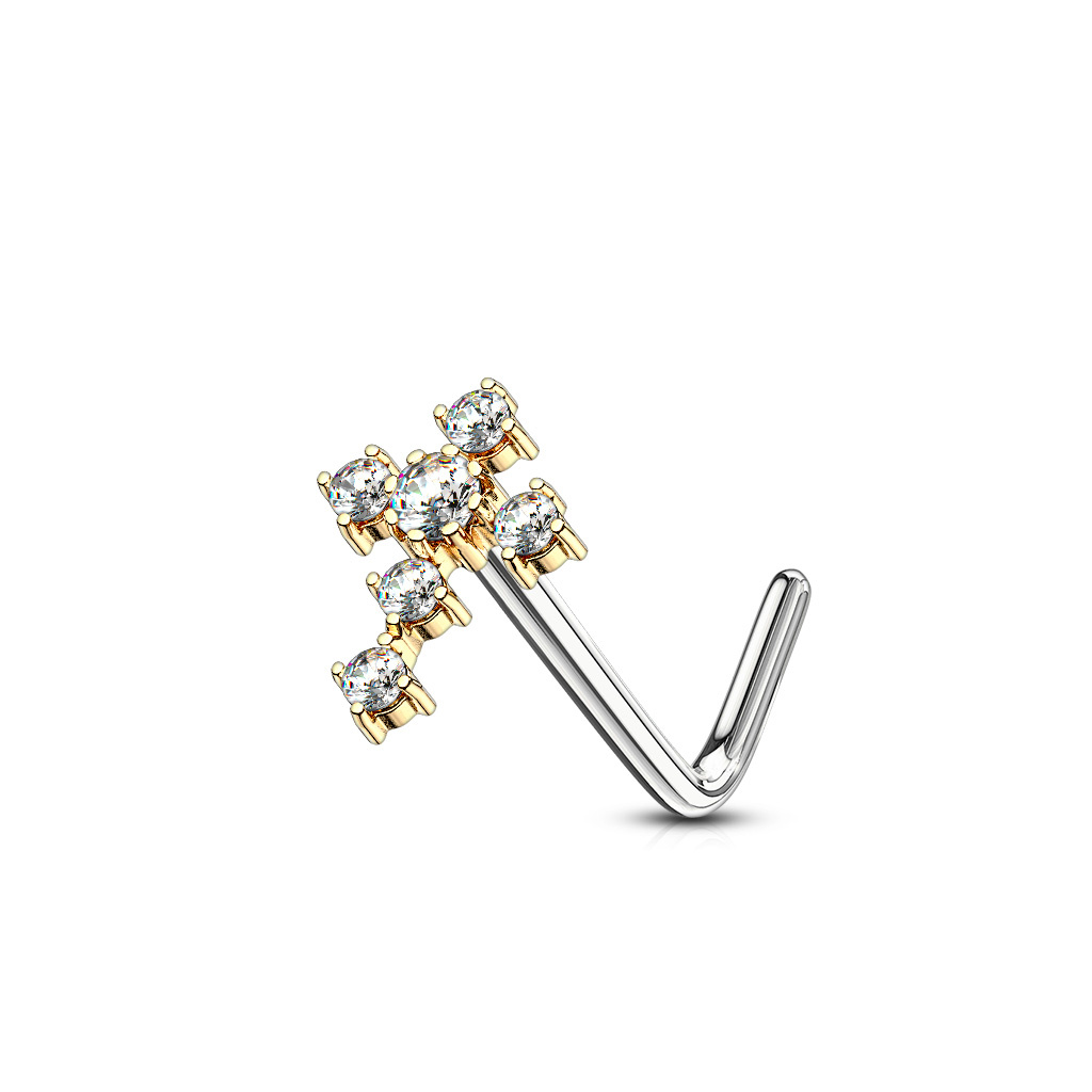 Nasenpiercing Schmuck L-förmig mit Kreuz