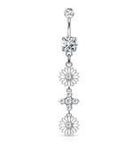 Bauchnabelpiercing Blume – Gold, Rose & Silber