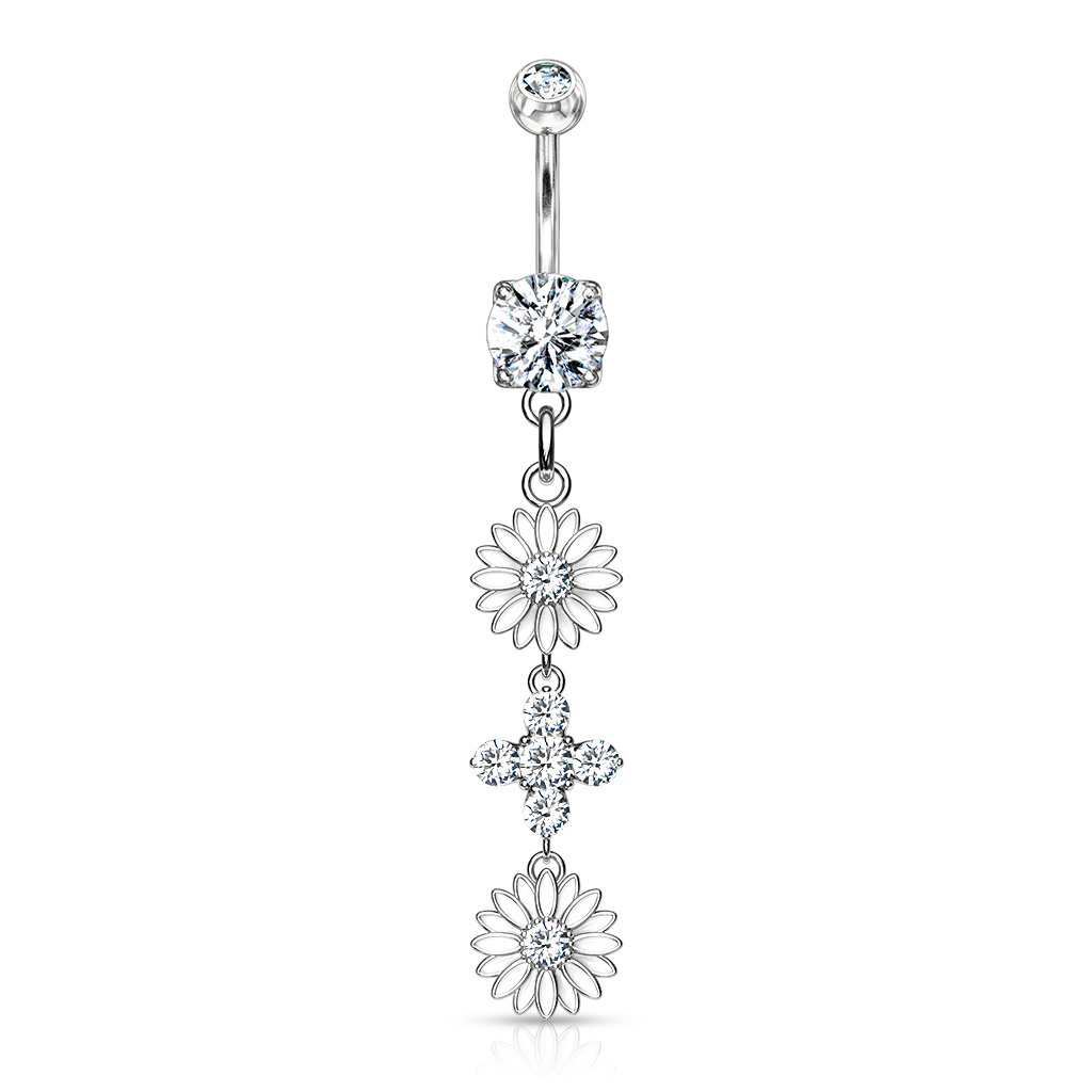 Bauchnabelpiercing Blume – Gold, Rose & Silber