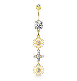 Bauchnabelpiercing Blume – Gold, Rose & Silber
