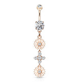 Bauchnabelpiercing Blume – Gold, Rose & Silber