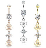 Bauchnabelpiercing Blume – Gold, Rose & Silber