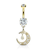 Bauchnabelpiercing mit Mond-Anhänger und Zirkonia