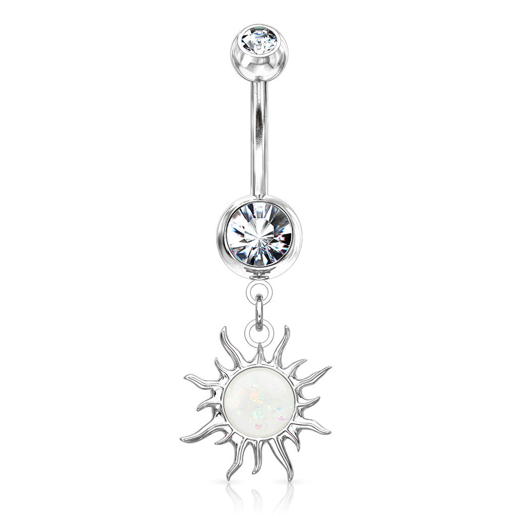 Bauchnabelpiercing Sonne mit Kristall