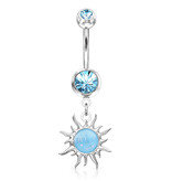 Bauchnabelpiercing Sonne mit Kristall