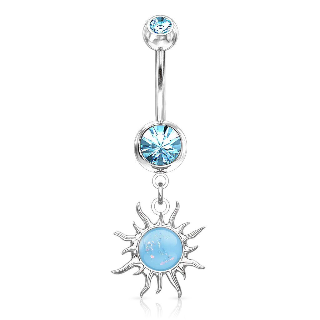 Bauchnabelpiercing Sonne mit Kristall