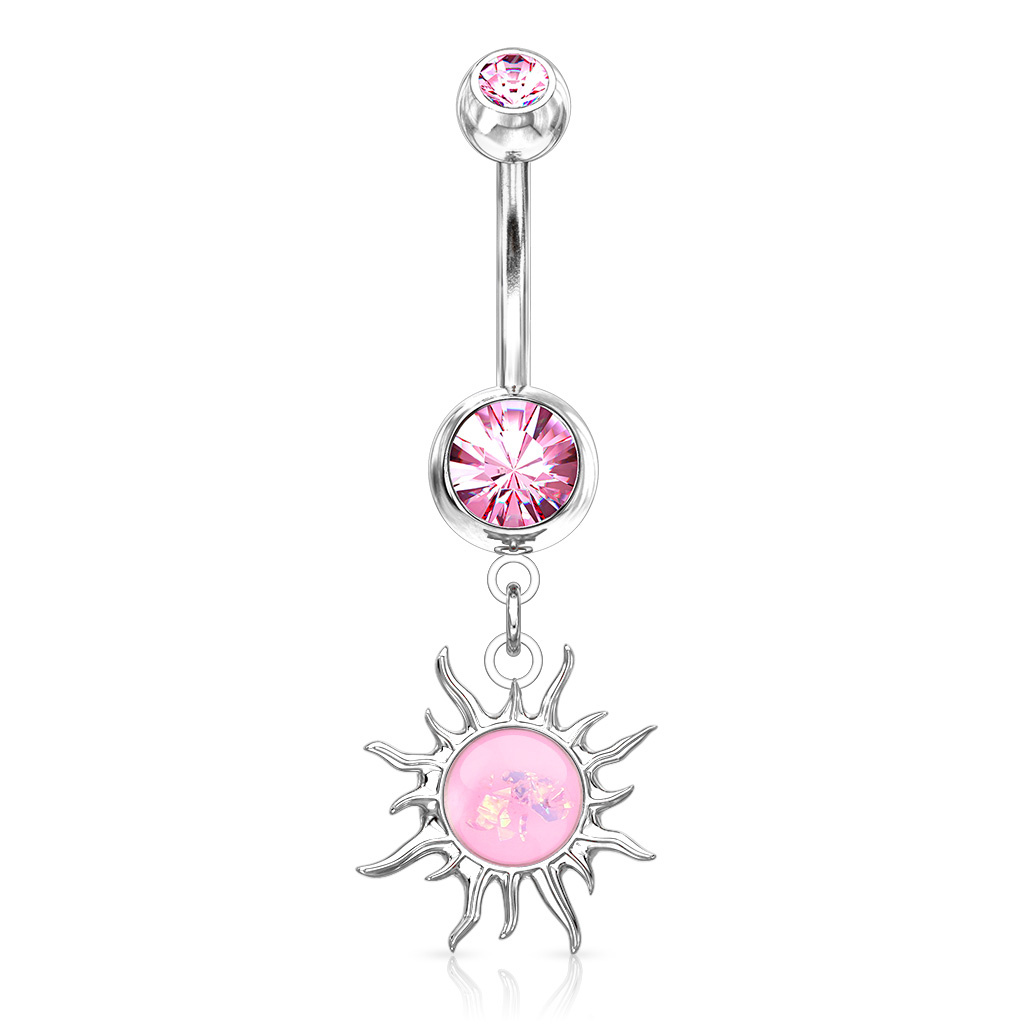 Bauchnabelpiercing Sonne mit Kristall