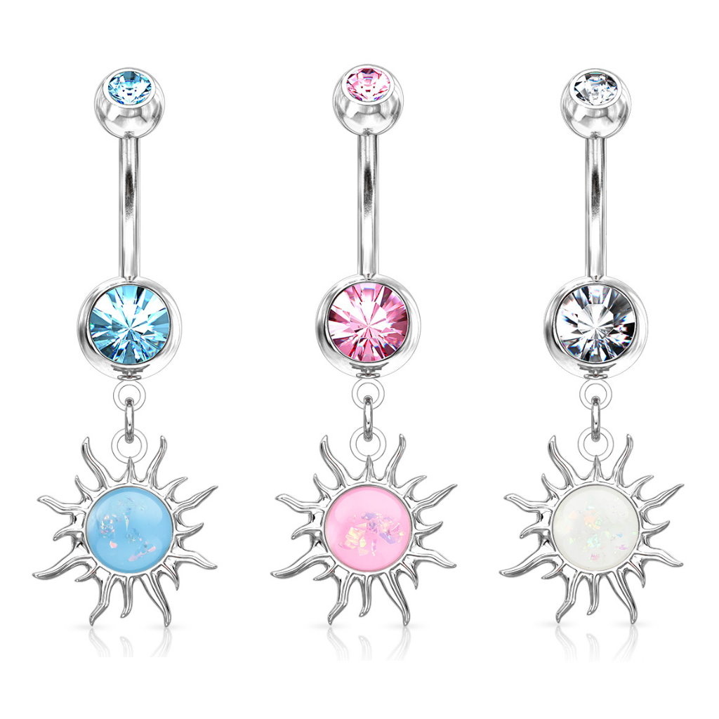 Bauchnabelpiercing Sonne mit Kristall