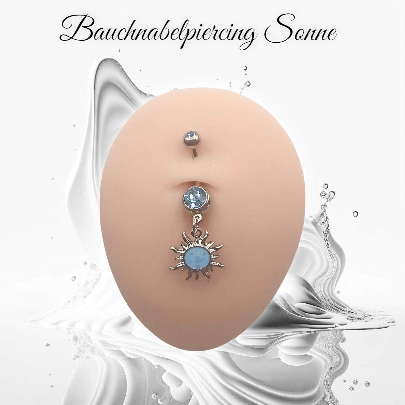 Bauchnabelpiercing Sonne mit Kristall