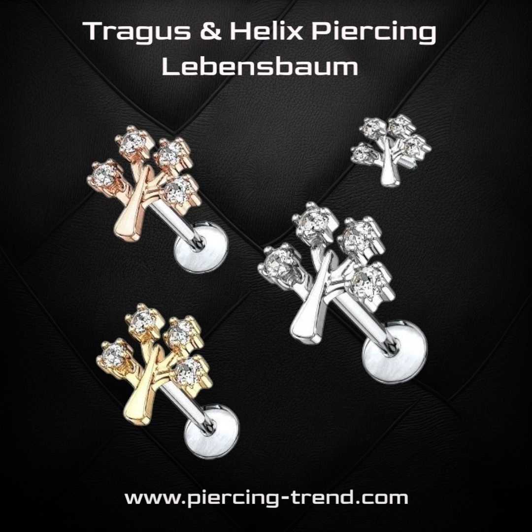 Tragus Piercing Lebensbaum - 3 Farben wählbar