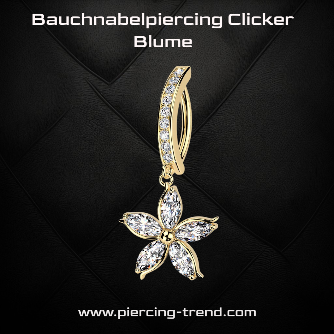 Goldfärbiges Bauchnabelpiercing Clicker Blume