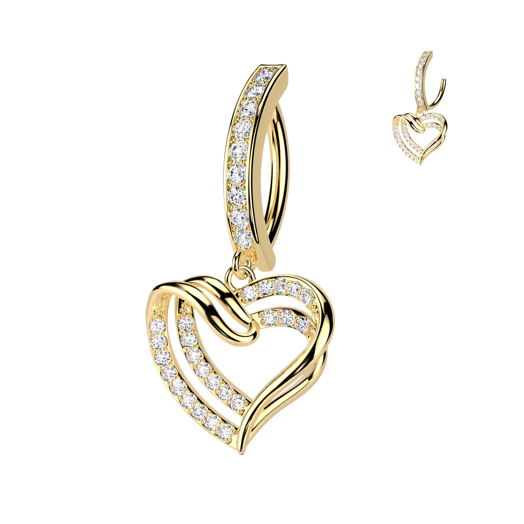 Goldfärbiges Bauchnabelpiercing Clicker mit Herz