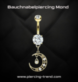 Goldfärbiges Bauchnabelpiercing Mond