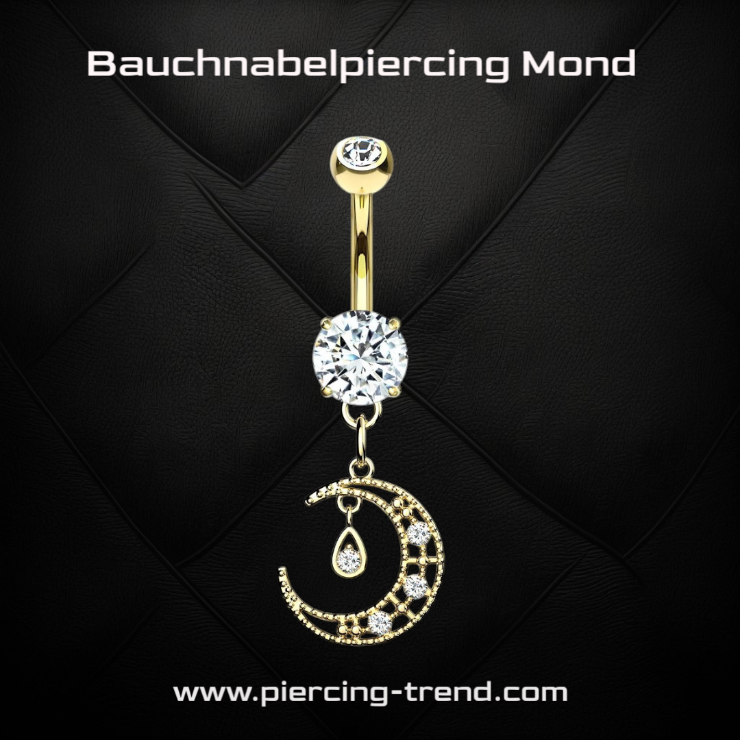 Goldfärbiges Bauchnabelpiercing Mond