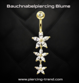 Bauchnabelpiercing in Gold mit Blumenmotiv