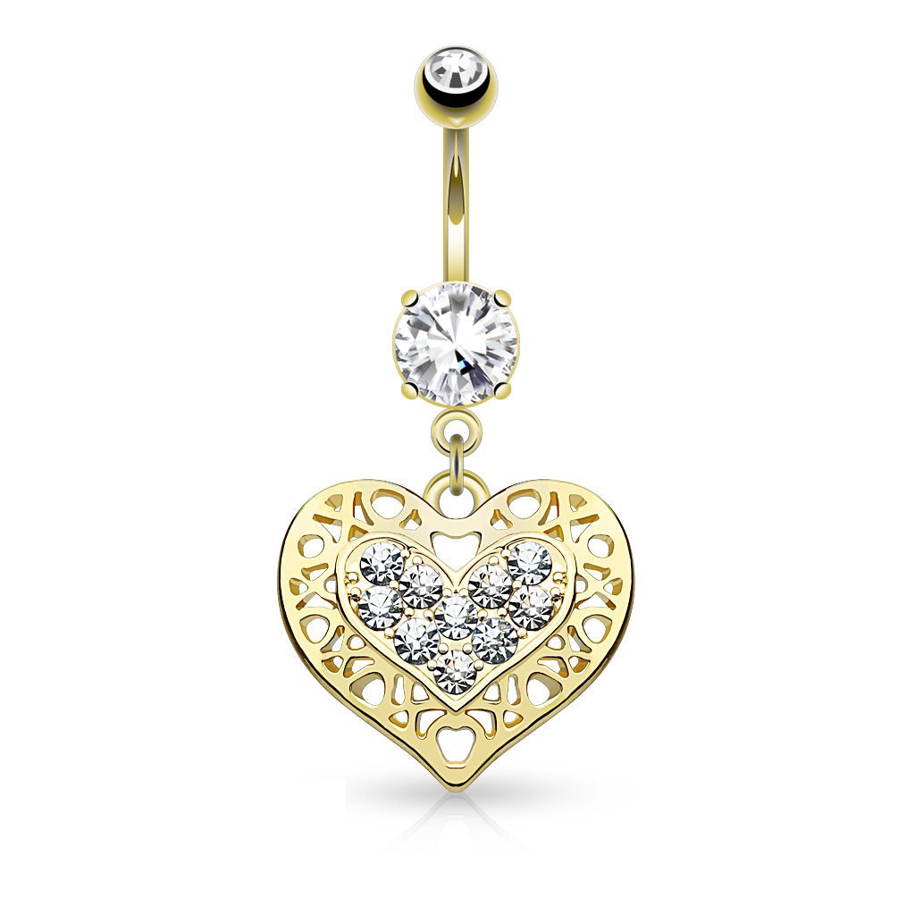 Goldenes Bauchnabelpiercing Herz