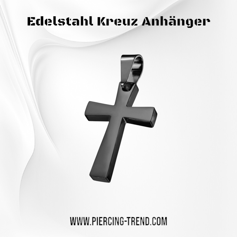 Schwarzer Kreuz Kettenanhänger Edelstahl