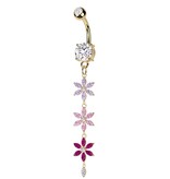 Goldfarbenes Bauchnabelpiercing mit Blumen-Anhänger – 1,6 x 10 mm