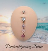 Goldfarbenes Bauchnabelpiercing mit Blumen-Anhänger – 1,6 x 10 mm