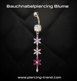 Goldfarbenes Bauchnabelpiercing mit Blumen-Anhänger – 1,6 x 10 mm