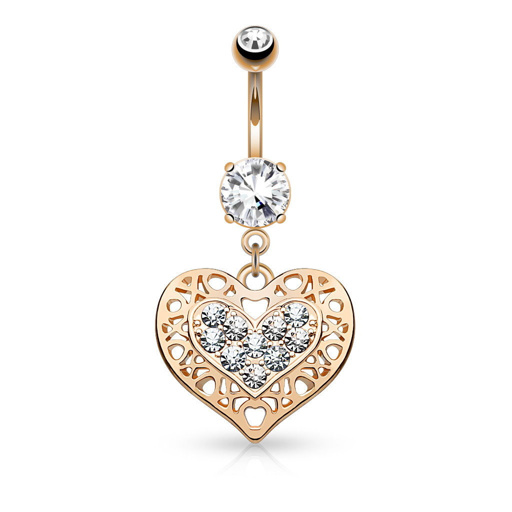 Rose Bauchnabelpiercing Herz