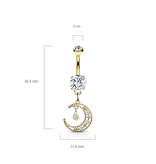 Bauchnabelpiercing mit Mond-Anhänger und Zirkonia