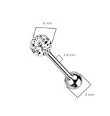 Zungenpiercing mit 6 mm Epoxy-Kugel – 12–22 mm