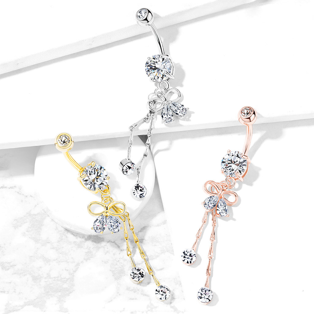Elegantes Bauchnabelpiercing mit Schleife – Chirurgenstahl