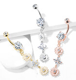Bauchnabelpiercing Blume – Gold, Rose & Silber