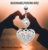 8mm Bauchnabelpiercing Herz Kristall