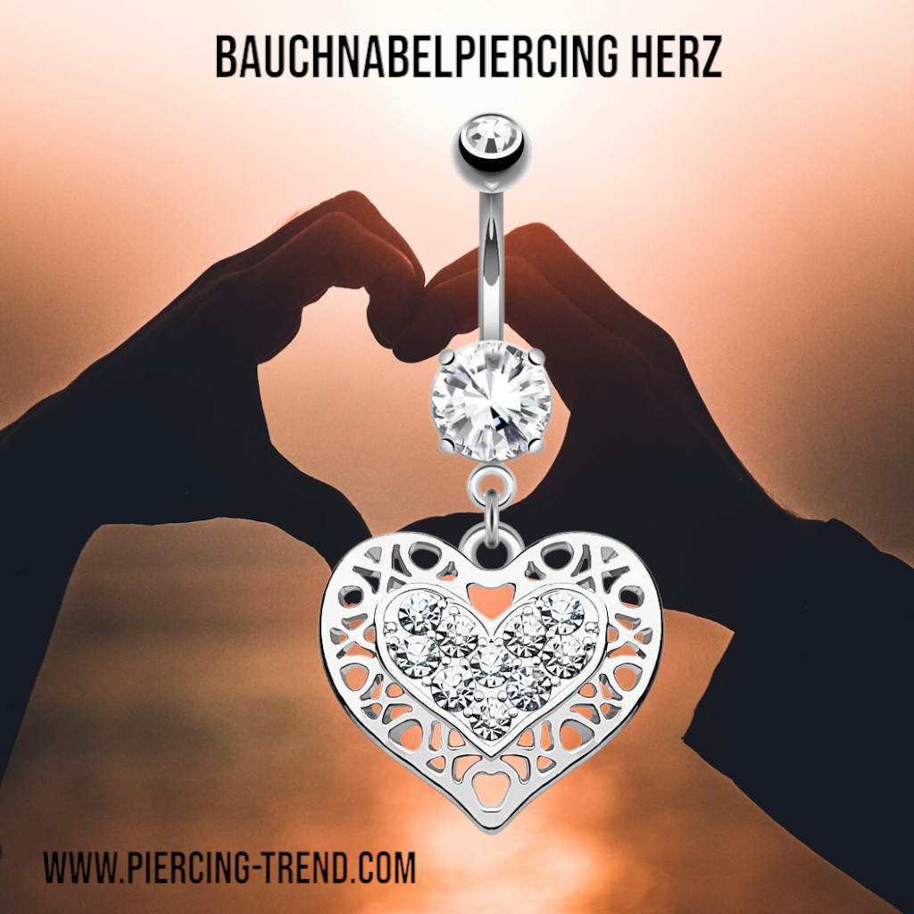 8mm Bauchnabelpiercing Herz Kristall