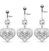 8mm Bauchnabelpiercing Herz Kristall