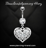 8mm Bauchnabelpiercing Herz Kristall