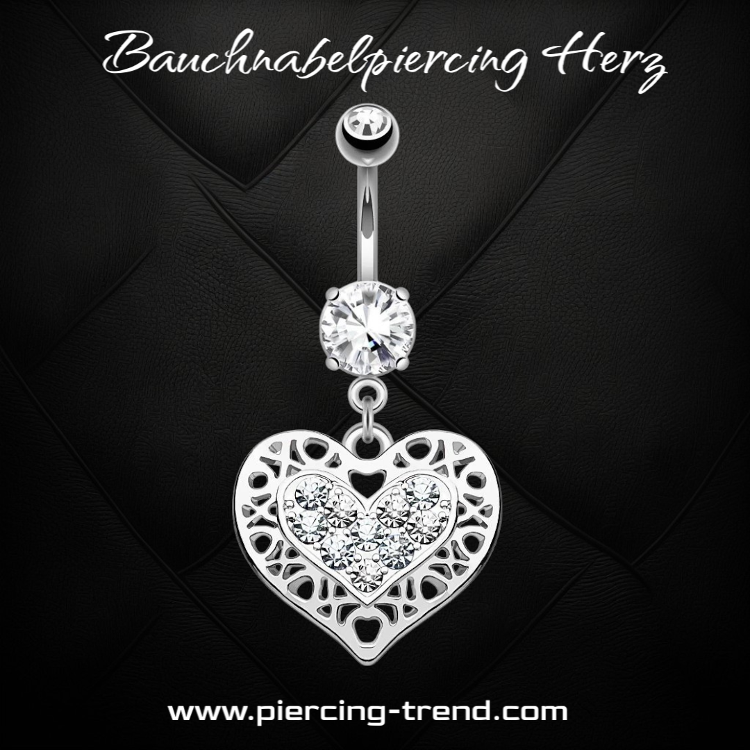 8mm Bauchnabelpiercing Herz Kristall