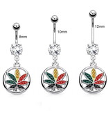 8mm Bauchnabelpiercing mit Hanfblatt Anhänger