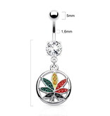 8mm Bauchnabelpiercing mit Hanfblatt Anhänger