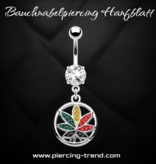 8mm Bauchnabelpiercing mit Hanfblatt Anhänger