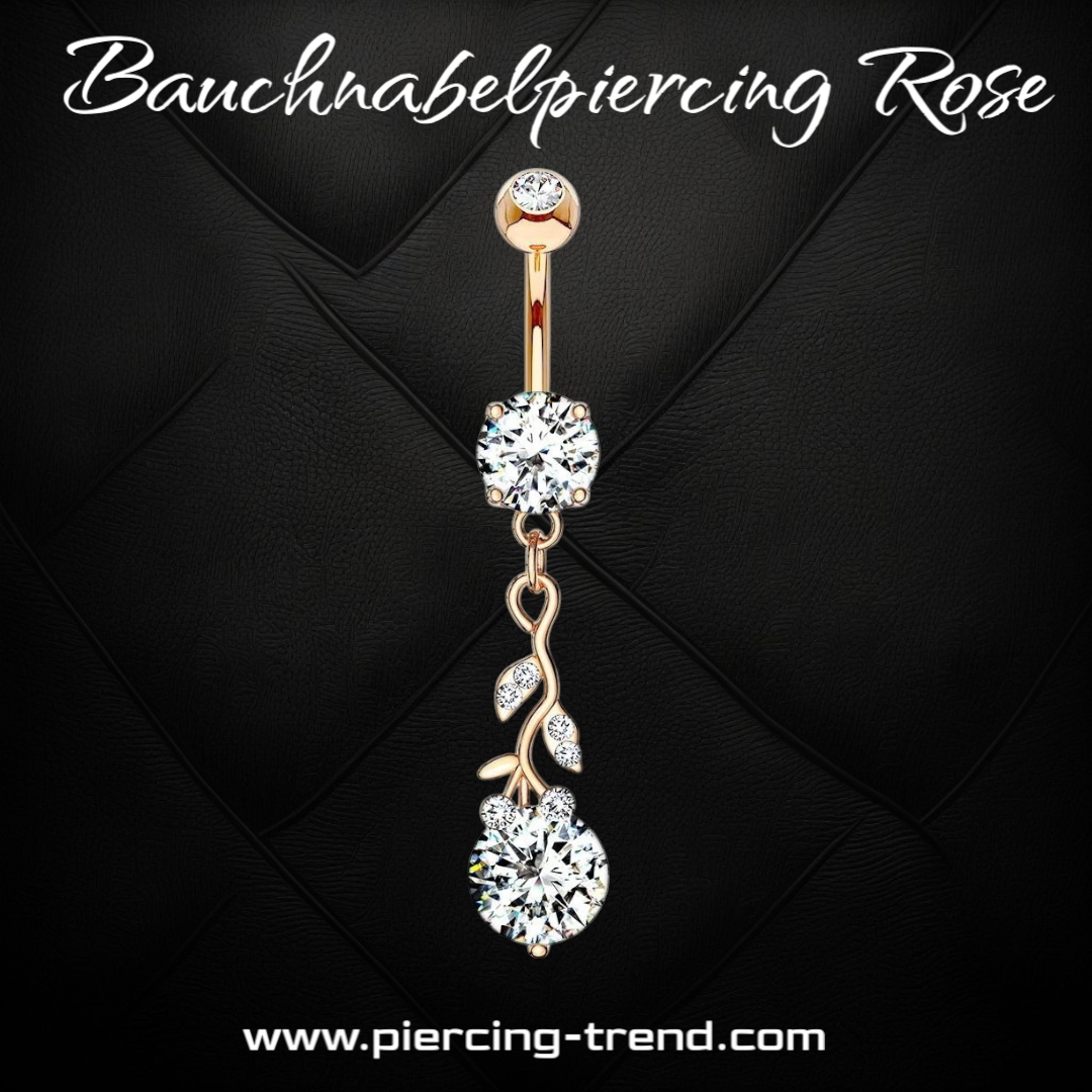 Rose-Bauchnabelpiercing mit Blumenmotiv
