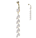 Bauchnabelpiercing im Marquise-Schliff mit langem Zirkonia-Anhänger