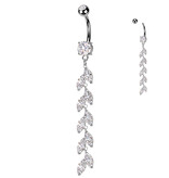 Bauchnabelpiercing im Marquise-Schliff mit langem Zirkonia-Anhänger