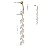 Bauchnabelpiercing im Marquise-Schliff mit langem Zirkonia-Anhänger