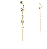 Bauchnabelpiercing Gold mit langem Anhänger – Kristall-Zirkonia | Gold PVD