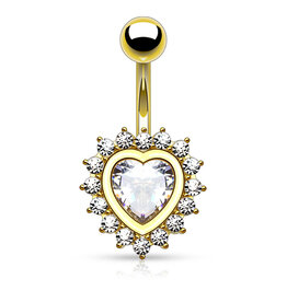 Golfarbenes Herz-Bauchnabelpiercing